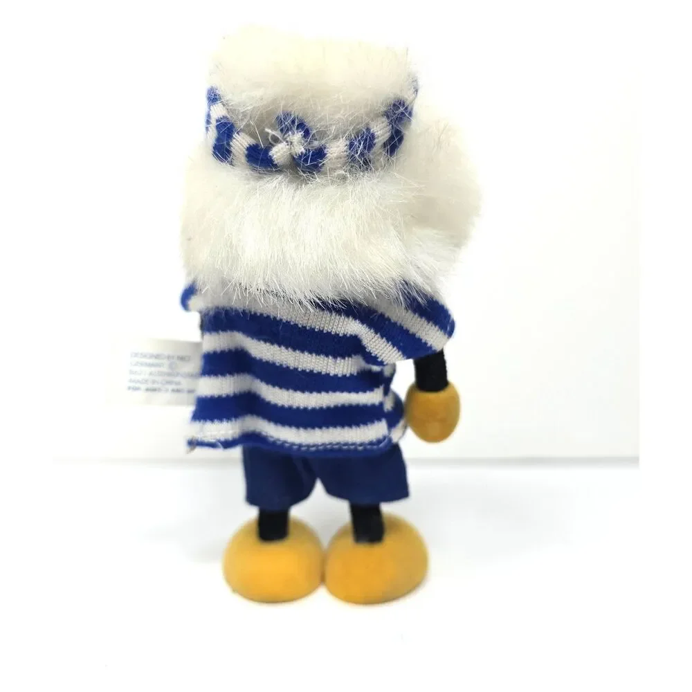 Vintage NICO Flocked Bird Hard Molded Figure Blue Striped Shirt Hat 4